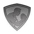 Rugby player shield metallic silver