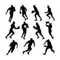 rugby player silhouette actions Royalty Free Stock Photo