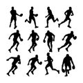 rugby player silhouettes set Royalty Free Stock Photo