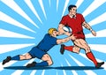 Rugby player tackling