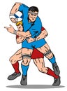 Rugby player tackling