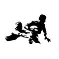 Rugby players, isolated vector silhouette. Ink drawing