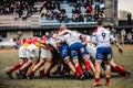 Rugby players in a scrum during the match Royalty Free Stock Photo