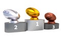Rugby Podium with Gold Silver and Bronze Trophy Royalty Free Stock Photo
