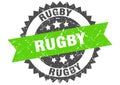 Rugby stamp. rugby grunge round sign.