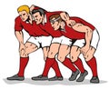 Rugby Three Player Scrum Retro Royalty Free Stock Photo