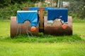 Rugby scrum machine from front Royalty Free Stock Photo