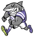 Rugby shark mascot Royalty Free Stock Photo