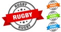 rugby stamp. round band sign set. label