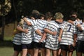 Rugby team huddle Royalty Free Stock Photo