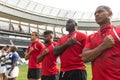 Rugby teams taking pledge in stadium