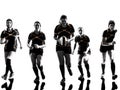 Rugby women players team silhouette