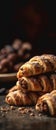 Rugelach On Stone Rustic Pub Mobile Wallpeper Postcard. Generative AI Royalty Free Stock Photo