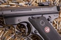 Detail of Ruger Mark III target pistol Royalty Free Stock Photo