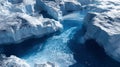Rugged arctic ice formations with melting water flow, concept of climate change and global warming Royalty Free Stock Photo