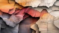 Rugged canyon texture with intense reds and browns, featuring layered rock formations and deep crevices. abstract geological
