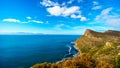 The rugged coast and wind swept peaks near Cape Point on the Cape Peninsula in South Africa Royalty Free Stock Photo