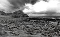 Black & White Rugged Irish coastline landscape. Royalty Free Stock Photo