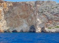 Rugged Coastline and caves, Zakynthos Greek Island, Greece Royalty Free Stock Photo