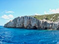 Rugged Coastline and caves, Zakynthos Greek Island, Greece Royalty Free Stock Photo