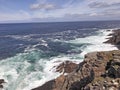 Rocks Irish Sea Atlantic Ocean on coastline Giants Causeway Co. Antrim Northern Ireland Royalty Free Stock Photo