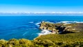 Rugged coastline and steep cliffs of Cape of Good Hope on the Atlantic Ocean Royalty Free Stock Photo