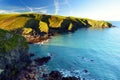 Rugged Cornish coastline at Porth Nanven on sunny evening, Cornwall, England Royalty Free Stock Photo