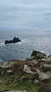 Rugged Cornish coastline with rocky cliffs and ocean. Royalty Free Stock Photo