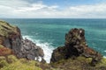 Rugged crag, steep cliff and ocean on Jeju Island