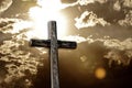 Rugged Cross, Bright Sun and Clouds (sepia)