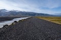 Rugged dirt and lava road in Fjallabak Nature Reserve in Iceland highlands.