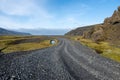 Rugged dirt and lava road in Fjallabak Nature Reserve in Iceland highlands. Royalty Free Stock Photo