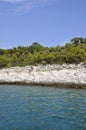 Rugged foreshore of Thassos island in Greece Royalty Free Stock Photo