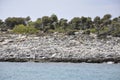 Rugged foreshore of Thassos island in Greece Royalty Free Stock Photo