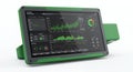 Green Rugged Tablet with Data Visualization on Display Isolated on White Background Technology Device Industrial Grade Royalty Free Stock Photo