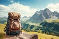 Rugged Hiking man background. Generate Ai