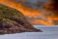 Rugged hill near Port Spear, in a colorful morning, Newfoundland, Canada Royalty Free Stock Photo