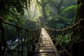 Rugged Jungle bridge forest. Generate Ai Royalty Free Stock Photo