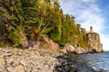 A Rugged Lake Superior Shoreline Leads to Split Rock Lighthouse Royalty Free Stock Photo