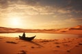 Rugged Man boat desert. Generate Ai Royalty Free Stock Photo