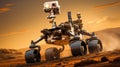 Rugged Martian Terrain Exploration. Robotic Rover Conducting Scientific Investigations