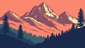 Rugged Mountain Landscape at Sunset, Wilderness and Adventure, vector design Generative AI Royalty Free Stock Photo