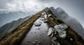 Rugged Mountain Ridge Path After Rain Royalty Free Stock Photo