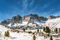 Rugged mountains of the Eastern Sierra Nevadas in Northern California during winter. Royalty Free Stock Photo