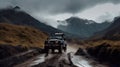 Rugged offroad 4x4 vehicles conquering challenging terrain, AI generative thrilling illustration