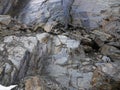 Rugged rocks at a glacier in Argentina Royalty Free Stock Photo