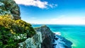 Rugged rocks and steep cliffs of Cape Point in the Cape of Good Hope Nature Reserve Royalty Free Stock Photo