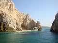 Rugged rocky landscape with El Arco where the Pacific Ocean meets the Sea of Cortez in Los Cabos Royalty Free Stock Photo