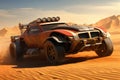 Rugged Sandstorm car desert. Generate Ai Royalty Free Stock Photo