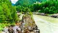 The mighty Fraser River at the site of the Historic Second Alexandra Bridge in BC, Canada Royalty Free Stock Photo